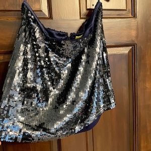 Alice + Olivia Navy Sequin Skirt